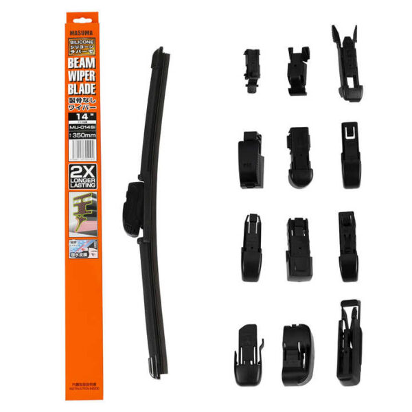 MASUMA 14 Inch Silicone 2x Longer Lasting Beam Wiper Blade